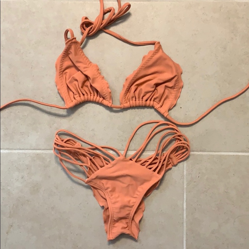 Luli Fama Coral Small/X Small Triangle Bikini